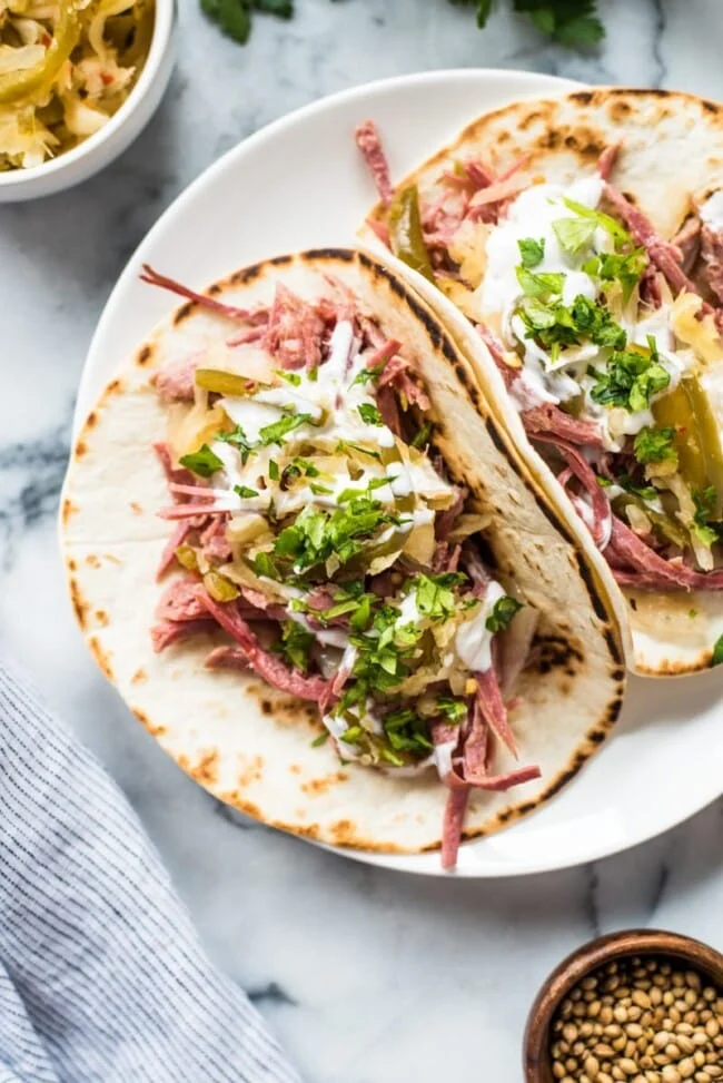 Slow Cooker Corned Beef Tacos by: ISABEL @ isabeleats.com