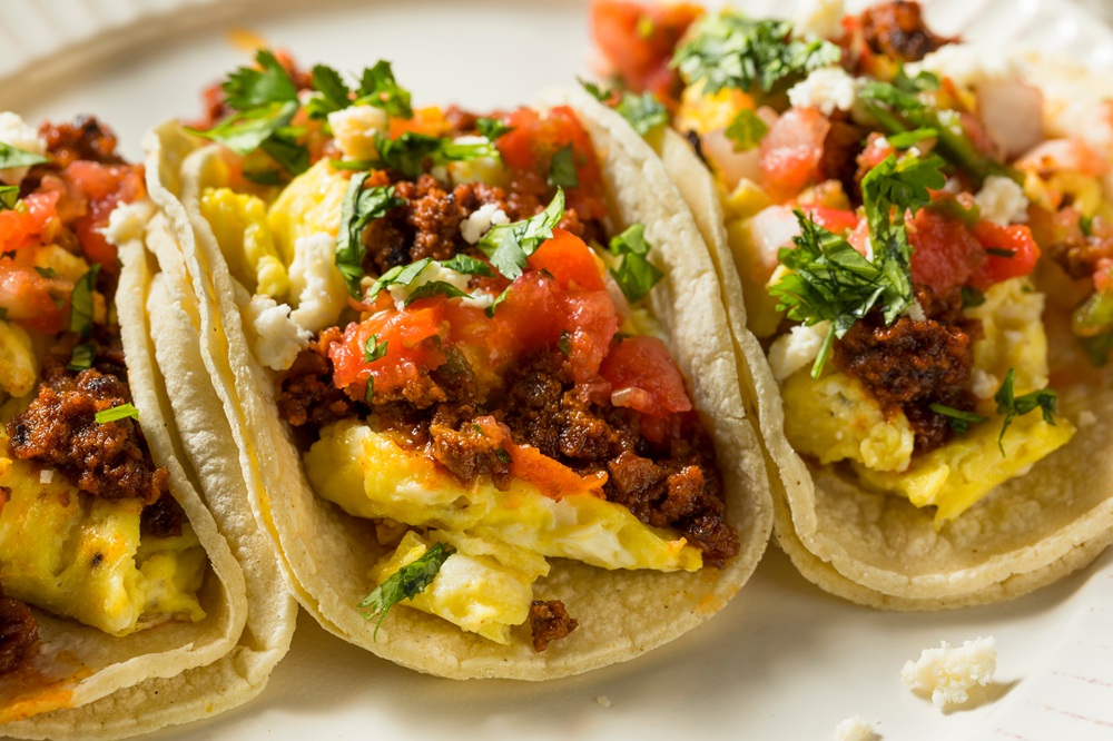 Homemade,Chorizo,Breakfast,Tacos,With,Pico,And,Cilantro