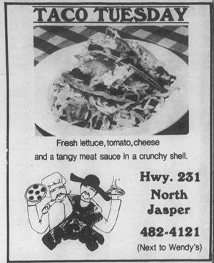 Taco Tuesday 1978 - See this AD in The Huntingburgh Independent, Huntingburg, Indiana • Thu, Oct 26, 1978
