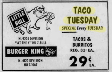 Taco Tuesday 1971 - See this Burger King AD in The Spokesman-Review Spokane, Washington • Tue, Apr 20, 1971