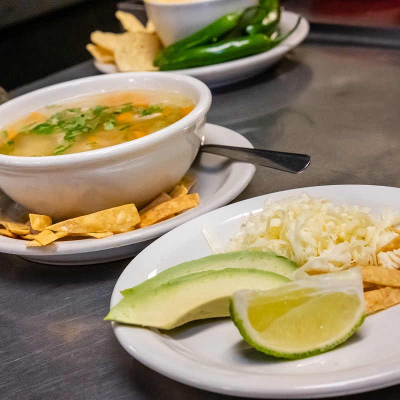 Tortilla Soup with toppings
