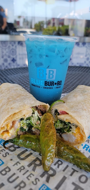 Blue Horchata and Burrito
