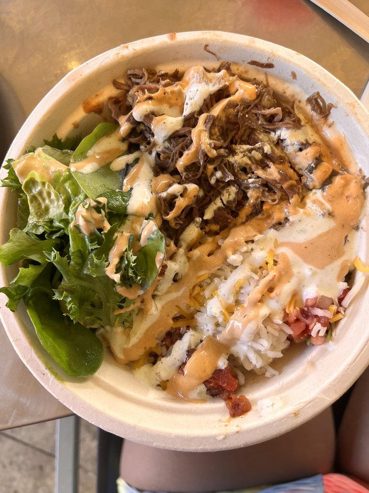 Fat Mama burrito bowl with carne asada