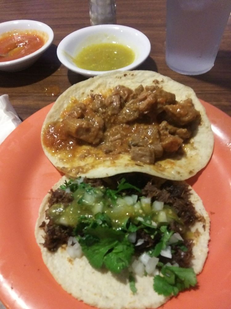 Carne guisada and barbacoa Tacos
