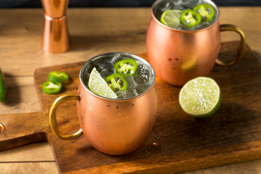 Boozy,Refreshing,Spicy,Jalapeno,Tequila,Mule,With,Lime,And,Ginger