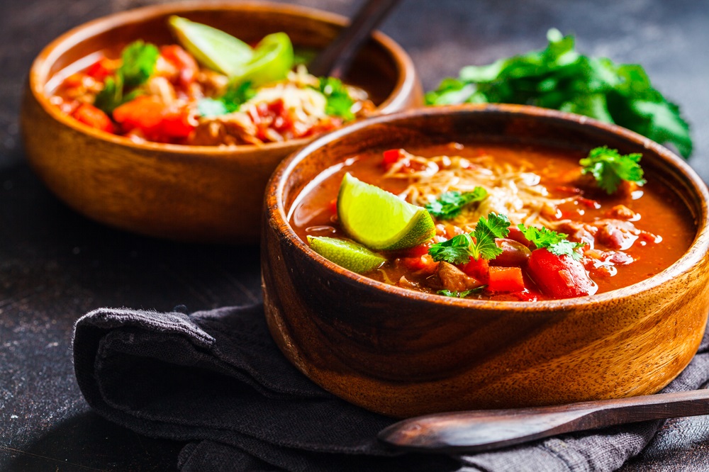 Traditional,Mexican,Bean,Soup,With,Meat,And,Cheese,In,A