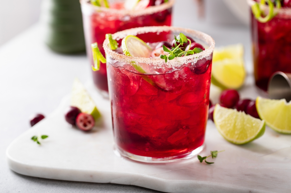 Cranberry,And,Lime,Margarita,Cocktail,Or,Mocktail,,Refreshing,Winter,Drink