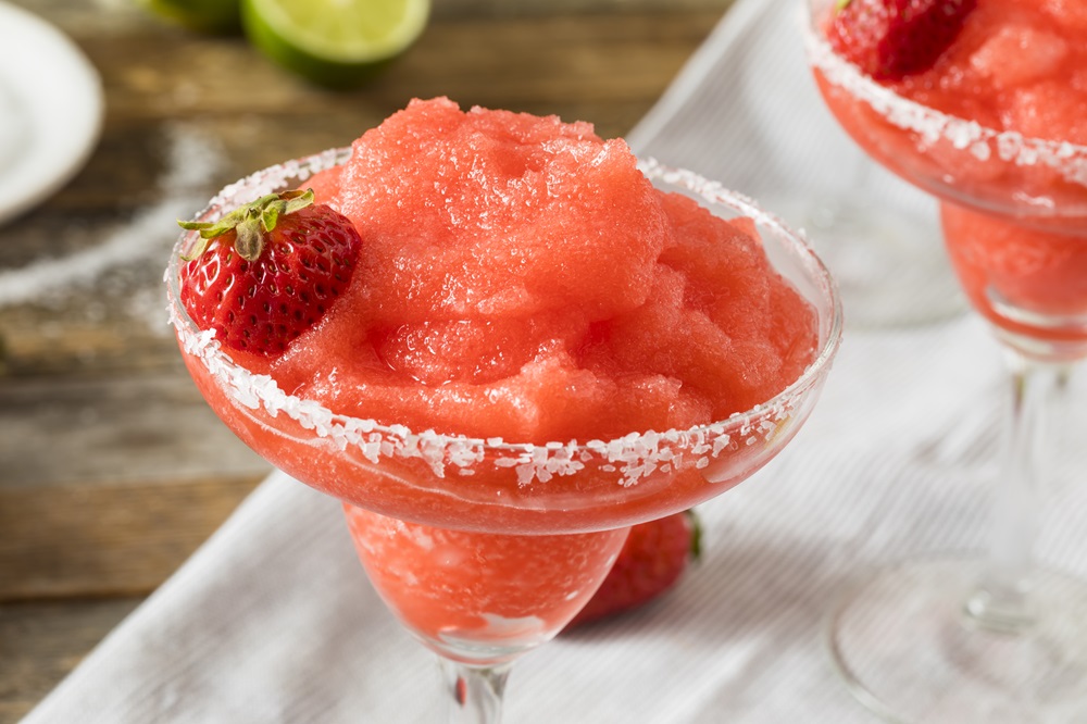 Homemade,Red,Frozen,Strawberry,Margarita,In,A,Glass