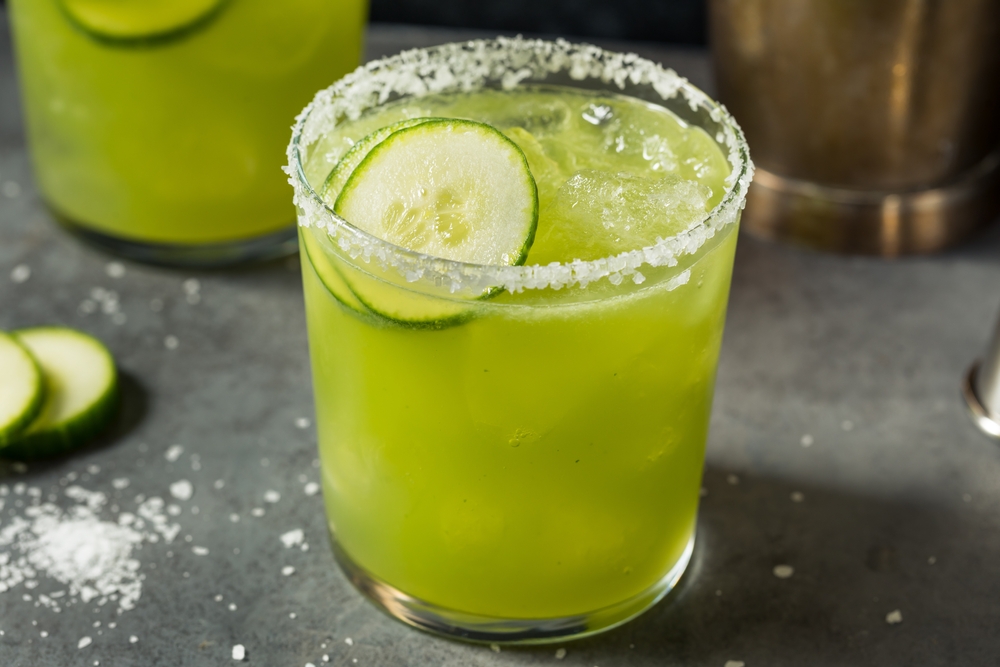 Boozy,Refreshing,Cucumber,Margarita,With,Tequila,And,Salt