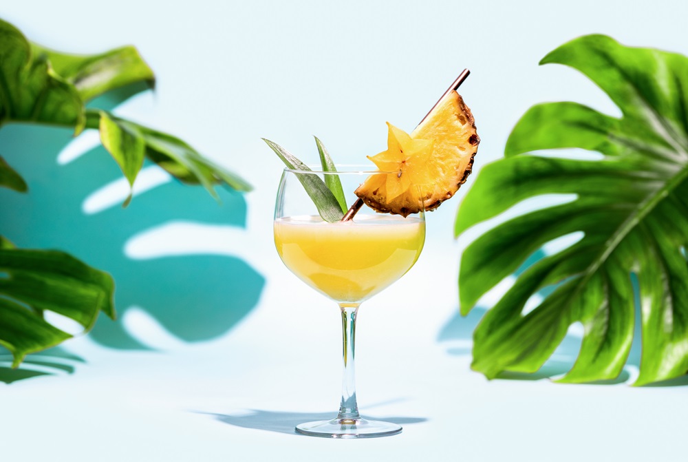 Summer,Refreshing,Alcoholic,Cocktail,Concept,,Front,View,Of,A,Garnished