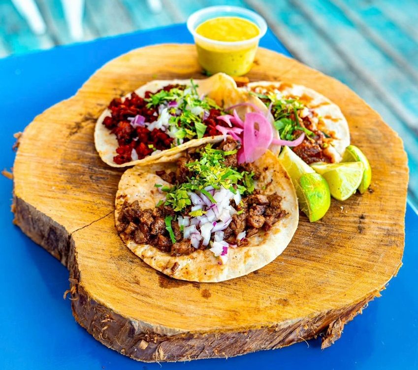 Tacos on Wood Platter