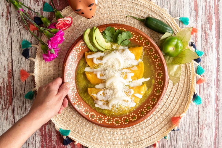 Mexican,Green,Enchiladas,With,Sour,Cream,And,Cheese