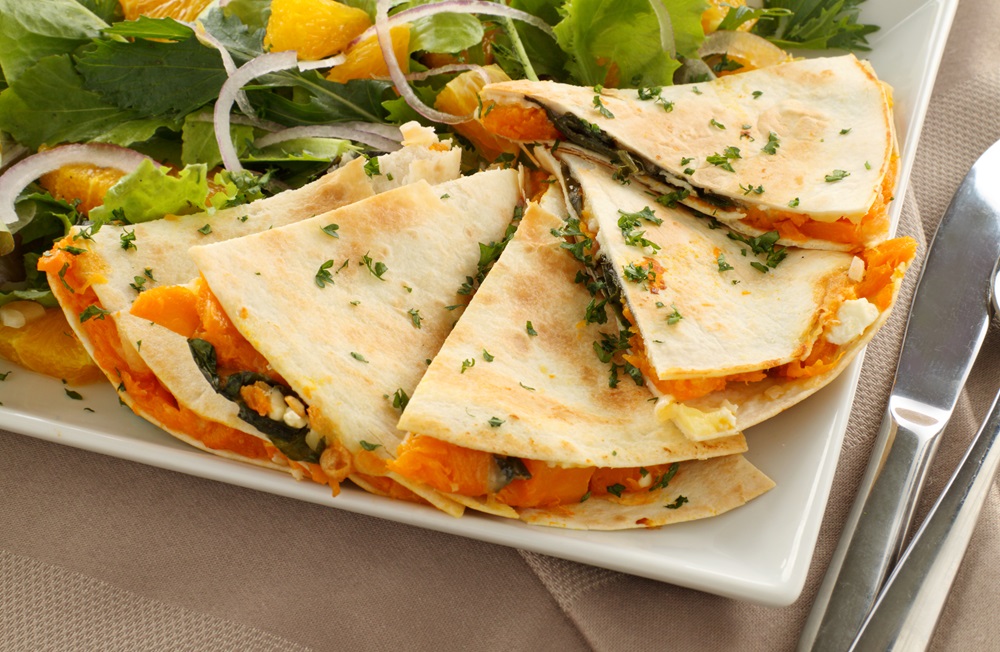 Delicious,Pumpkin,Quesadilla,Sliced,And,Ready,To,Serve,With,A